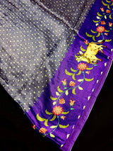 Purple Gajji Silk Saree | Bandhej bandhani and with Pichwai Prints