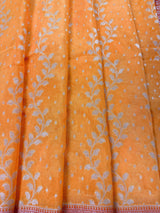 Mango Yellow and Orange Banarasi Silk Saree | Muted Gold Zari Weave