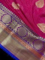 Magenta Cotton Silk Saree | Zari Buttas, Banarasi Border