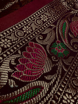 Statement Brinjal Purple Color Banarasi Katan Silk Saree with Meenakari