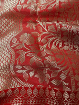 Statement Mehandi Green Banarasi Semi Katan Silk Saree | Handloom Saree | Muted Gold Zari Weaving