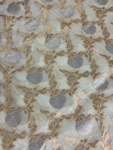 Ivory Linen Silk Saree | Banarasi Border, Floral Jaal Weave