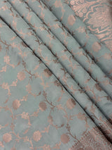 Statement Dull Dusty Blue Color Banarasi Semi Katan Silk Saree