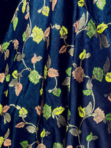 Navy Blue Color Banarasi  Semi Gorgette Dupion Soft Silk with Floral Meenakari Work