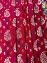 Double wrap Red Pink Saree with Paithani Pallu and Border - close-up | Saree | Kaash Collection