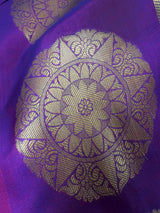 Statement Purple Banarasi Brocade Silk Saree - Floral Jaal Weave in Muted Gold Zari - Kaash Collection