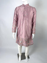 Pastel Tea Pink Designer Soft Silk Kurta Pajama with Emberiodery - close-up | Kurta | Kaash Collection