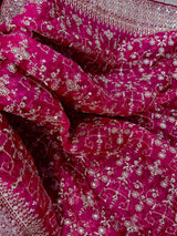 Statement Pink Color Organza Silk Dupatta with Muted Gold Zari, Embroidery and Sequin | Wedding Dupatta | Dupatta for Lehangas