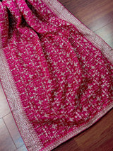 Statement Pink Color Organza Silk Dupatta with Muted Gold Zari, Embroidery and Sequin | Wedding Dupatta | Dupatta for Lehangas