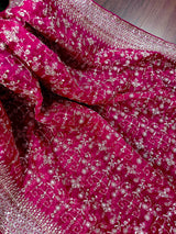 Statement Pink Color Organza Silk Dupatta with Muted Gold Zari, Embroidery and Sequin | Wedding Dupatta | Dupatta for Lehangas