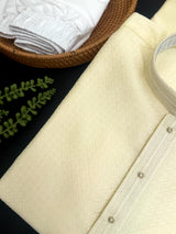 Cream color men's silk kurta with self design — Kaash Collection