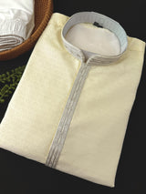 Pastel Sky Blue men's silk kurta with zari embroidery — Kaash Collection