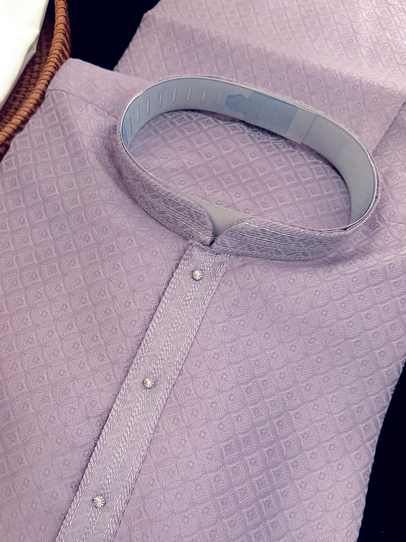 Deep Lavender Color Kurta with Self Design | Wedding & Party Wear