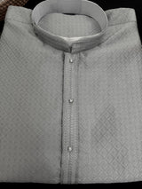 Steel Sliver Color Kurta with Self Design | Wedding & Party Wear