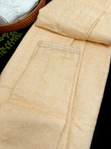 Yellow jacquard silk men's kurta pajama set with embossed embroidery — Kaash Collection