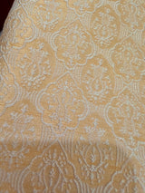 Yellow jacquard silk men's kurta pajama set with embossed embroidery — Kaash Collection