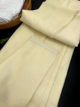 Cream color men's silk kurta with self design — Kaash Collection
