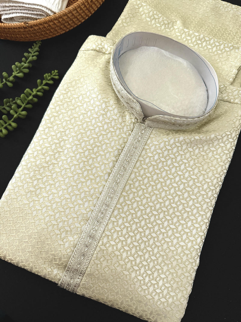 Pastel Mehandi Green men's soft silk kurta pajama set — Kaash Collection