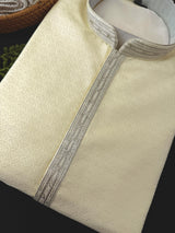 Pastel Sky Blue men's silk kurta with zari embroidery — Kaash Collection