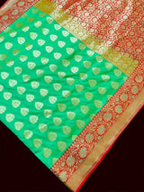 Parrot Green Traditional Banarasi Handloom Silk Saree - Kaash Collection