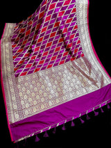 Purple and Maroon Mashru Silk Saree, Muted Gold Zari Weave - Kaash Collection