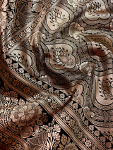 Black Color Mashru Silk Handloom Saree with Muted Gold Zari Weave | Banarasi Mashru Silk Saree | Party Wedding Wear Sarees