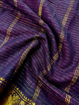 Deep Pink Blue Madurai Sungudi Cotton Saree | Zari Checks Handmade Traditional Wear | No Blouse