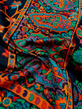 Black Color Kani Saree in Cotton Silk with Floral Jaal