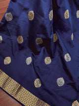 Navy Blue Paithani Soft Silk Saree with Muted Gold Zari