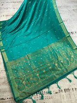 Rama Green Soft Satin Silk Light Weight Saree