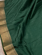 Green Art Silk Saree with Lace Borders, Plain Body Work Blouse