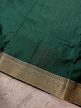 Green Art Silk Saree with Lace Borders, Plain Body Work Blouse