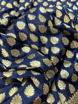 Navy Blue Traditional Banarasi Handloom Saree in Semi Banarasi Silk with Small Buttis