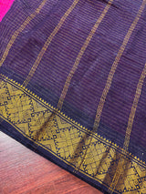 Deep Pink Blue Madurai Sungudi Cotton Saree | Zari Checks Handmade Traditional Wear | No Blouse