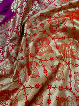 Purple with Red Banarasi Silk saree — Kaash Collection
