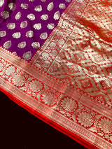 Purple with Red Banarasi Silk saree — Kaash Collection