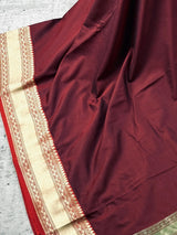 Wine and Red Banarasi Silk saree — Kaash Collection