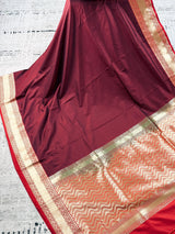 Wine and Red Banarasi Silk saree — Kaash Collection