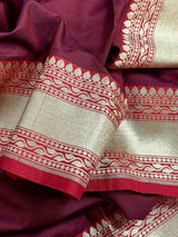 Wine and Red Banarasi Silk saree — Kaash Collection