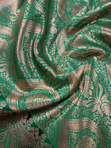 Beige and Green Banarasi Silk saree — Kaash Collection