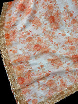 Pearl White Color Organza Silk saree — Kaash Collection
