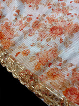 Pearl White Color Organza Silk saree — Kaash Collection
