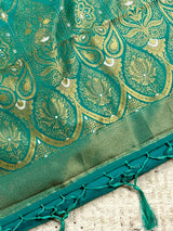 Rama Green Soft Satin Silk Light Weight Saree