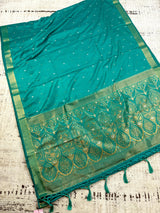 Rama Green Soft Satin Silk Light Weight Saree