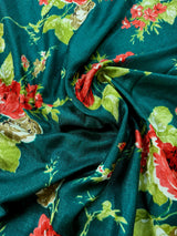 Dark Green Color Soft Khaadi Silk Floral Digital Print Saree
