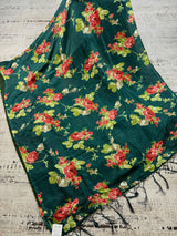 Dark Green Color Soft Khaadi Silk Floral Digital Print Saree