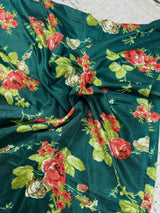Dark Green Color Soft Khaadi Silk Floral Digital Print Saree