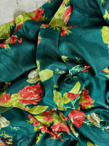 Dark Green Color Soft Khaadi Silk Floral Digital Print Saree