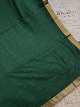 Green Art Silk Saree with Lace Borders, Plain Body Work Blouse
