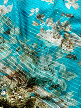 Sky Blue Color Organza Silk saree — Kaash Collection